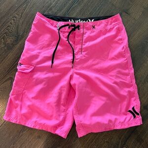 Hot pink Mens Hurley swim trunks